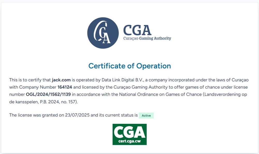 jack casino licence