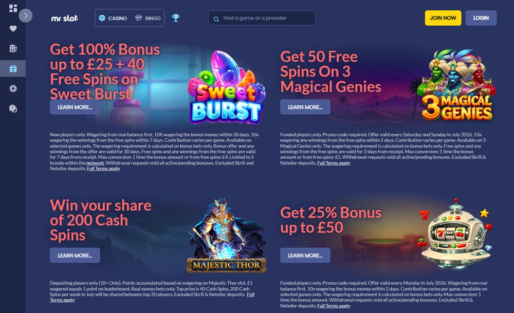 Mr Slot welcome offer terms capping free-spin conversions at £4