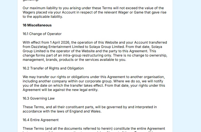 Fruit Kings terms clause 16.1 describing the Dazzletag to Solaya transfer as intra-group