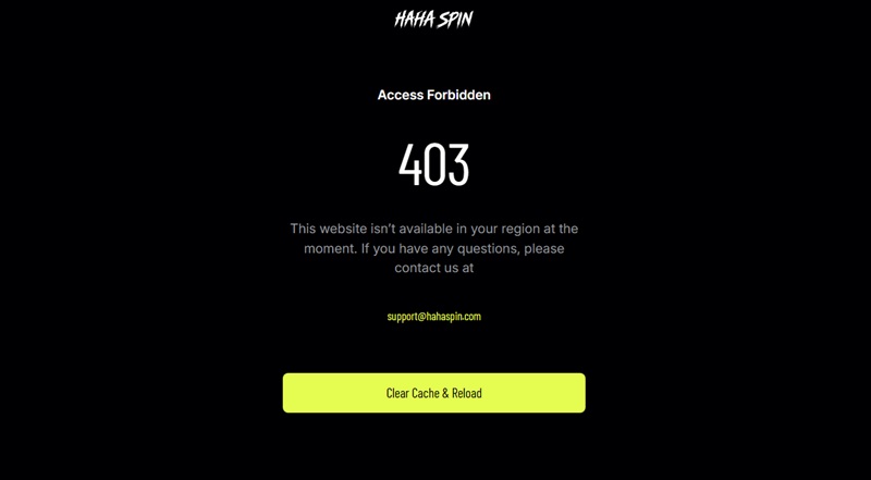 Haha Spin registered domain showing 403 access forbidden page to UK visitors
