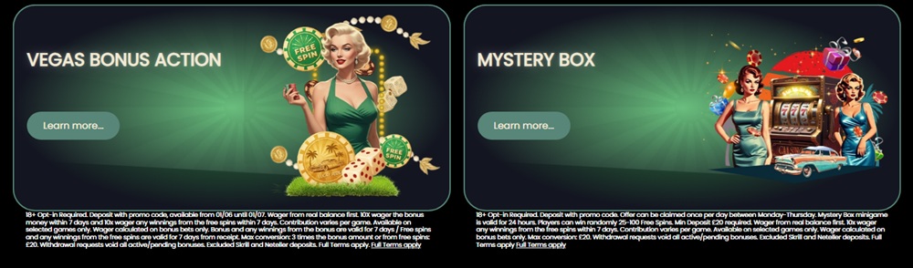 Las Vegas Casino promotions page showing an offer window that ended on 1 July