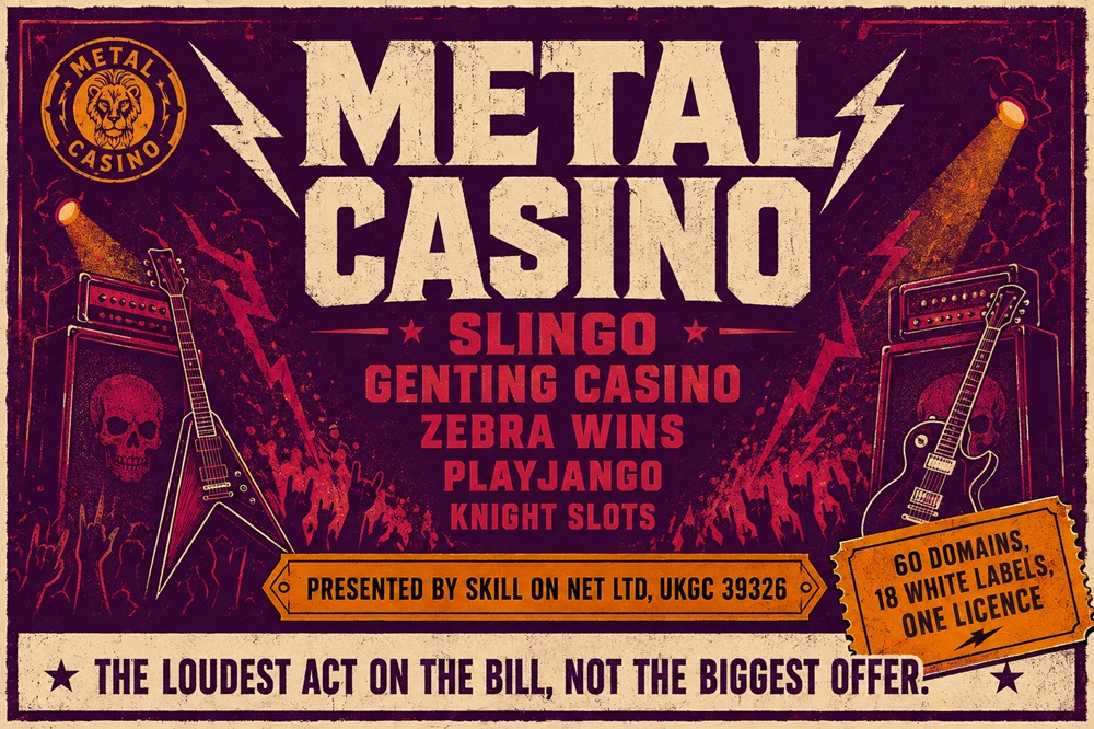Gig poster diagram showing Metal Casino and its sister sites on the Skill On Net licence