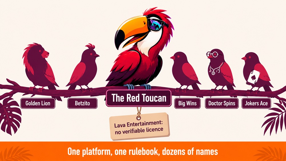 diagram of the red toucan sister sites perched on one lava entertainment branch