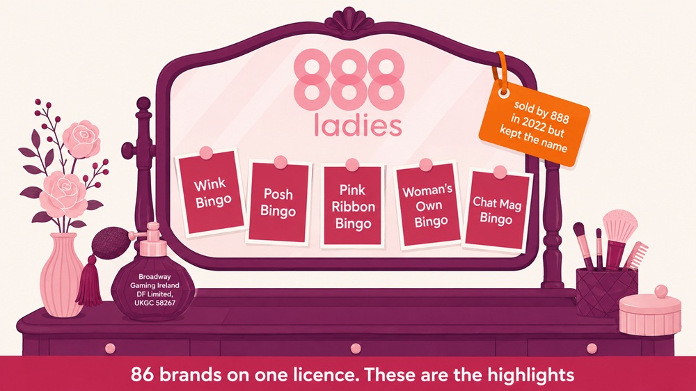powder room mirror diagram showing 888 ladies with its closest sister sites tucked into the mirror frame