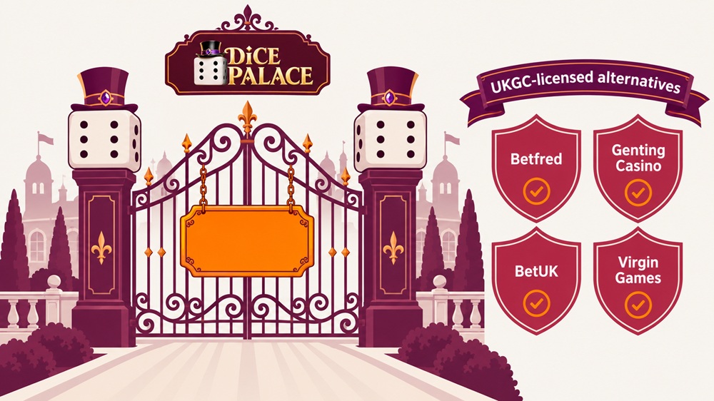 palace gate diagram with a blank deeds plaque beside four licensed uk alternatives