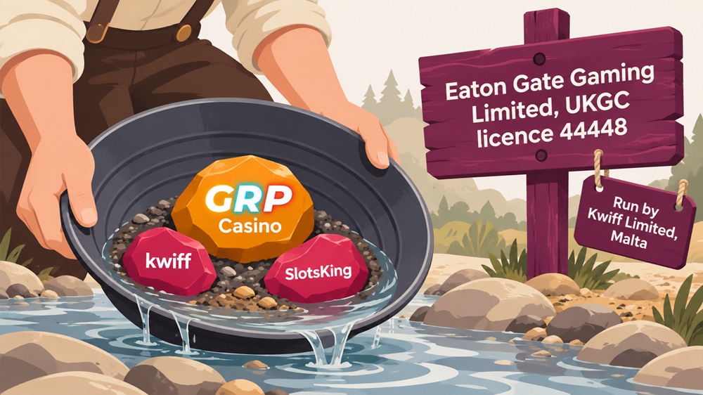 gold pan diagram of grp casino and its sister sites kwiff and slotsking