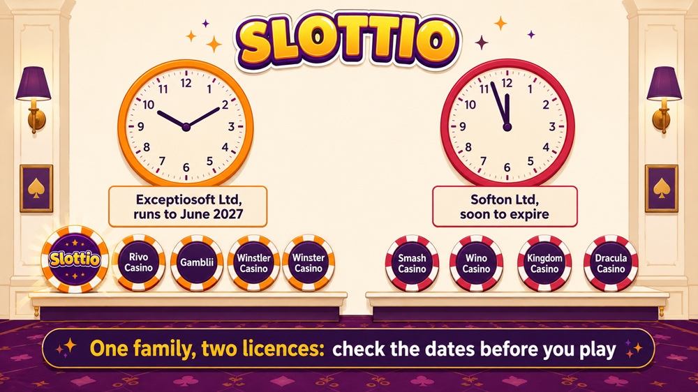 two wall clocks diagram showing the exceptiosoft dates to 2027 and the softon dates ending september 2026