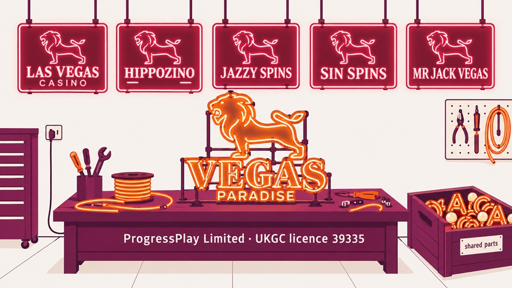 neon sign workshop diagram of vegas paradise and its progressplay sister sites