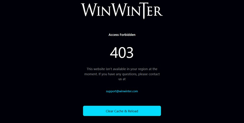 winwinter.com refusing a british visitor with a branded 403 page
