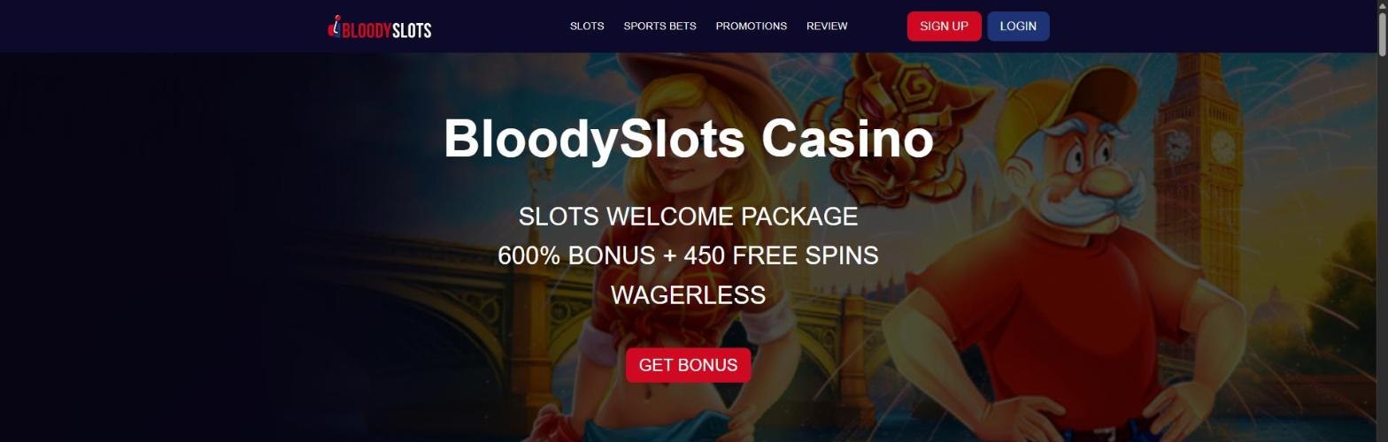 bloodyslots.co.uk page calling itself the official bloody slots casino