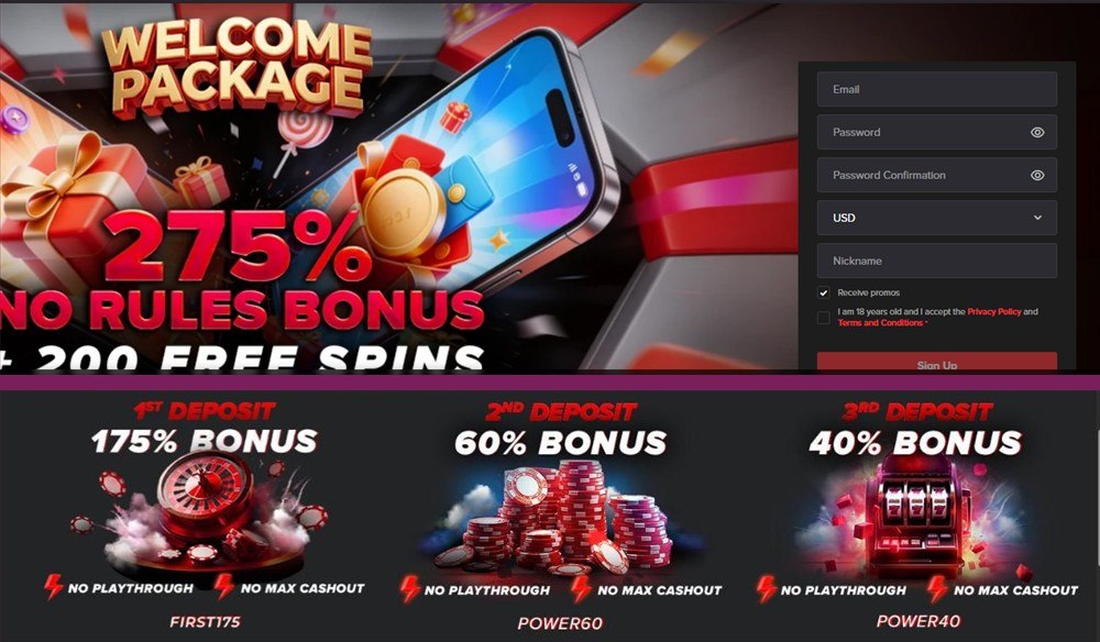 casino adrenaline 275 percent welcome package and its three deposit bonuses