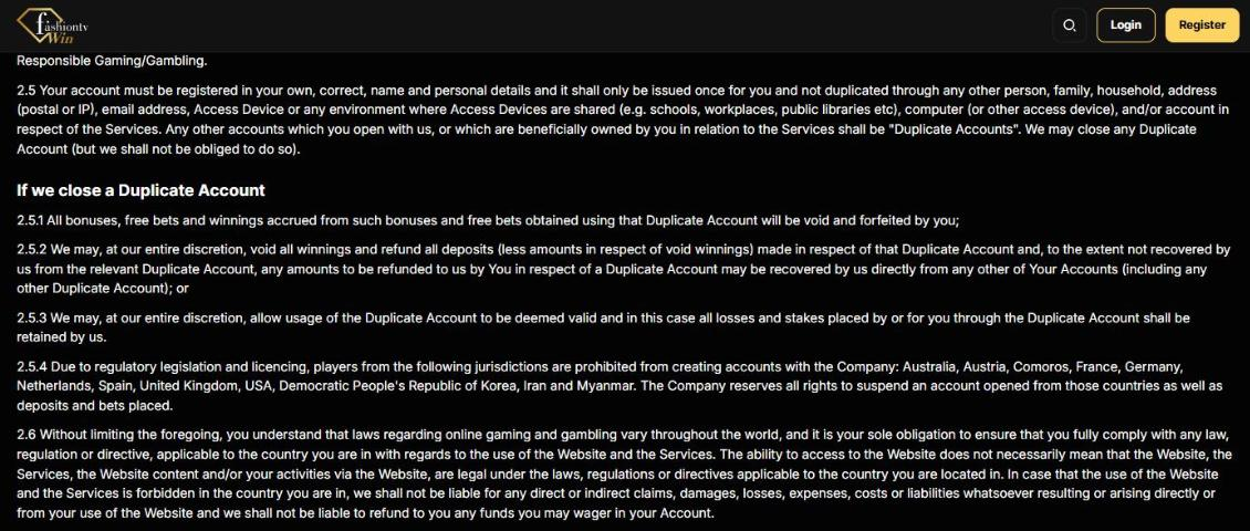 fashion tv win terms clause 2.5.4 listing the united kingdom among prohibited countries