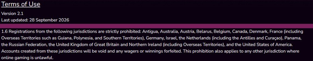 miami club casino terms barring players from the uk and the usa