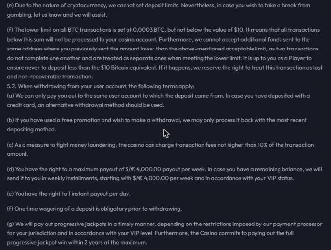 mr o casino terms with a 4000 dollar weekly payout cap and jackpots paid within 2 years