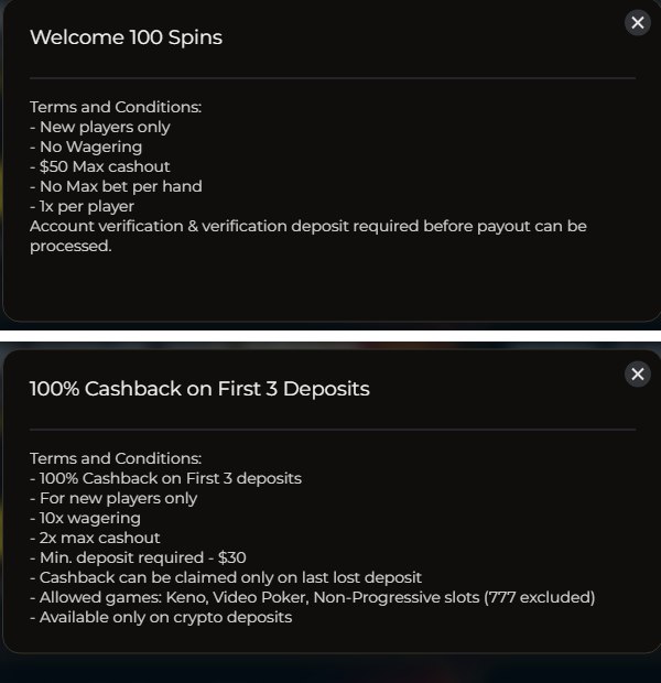 orbit spins terms for the 100 no wagering spins and the 100 percent cashback
