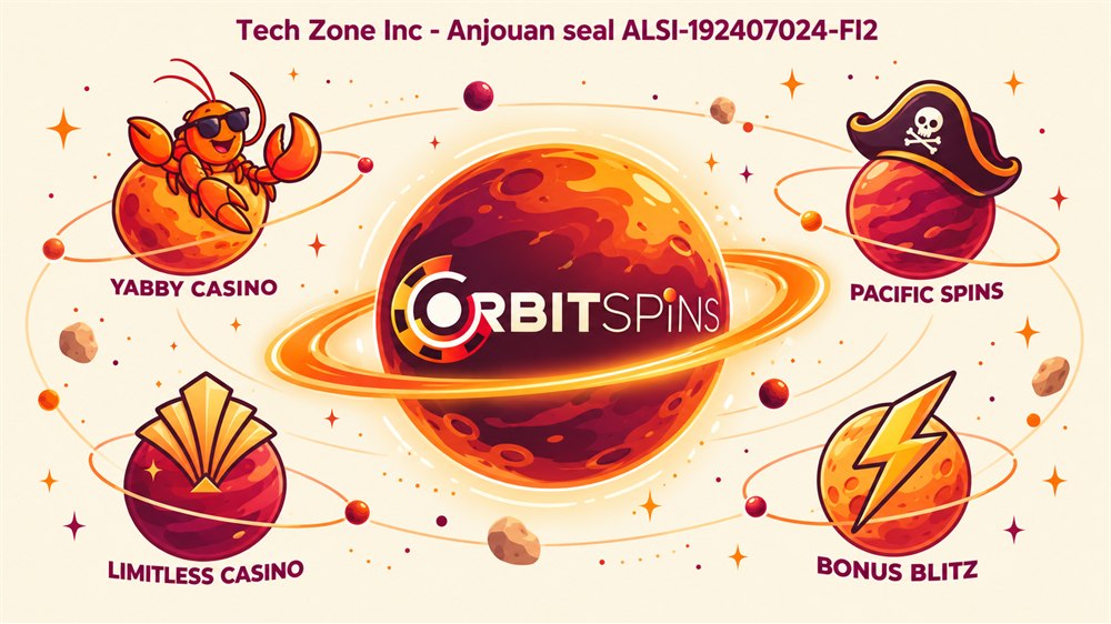 orbit diagram of orbit spins with yabby casino, pacific spins, limitless casino and bonus blitz