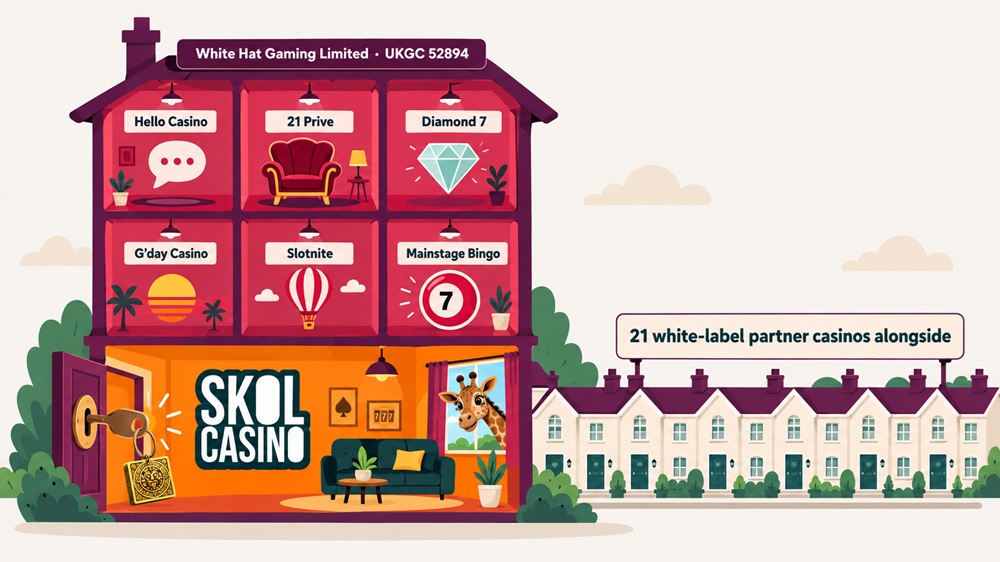house diagram of skol casino and white hat gaming's own-brand sister sites