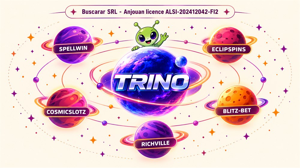 solar system diagram of trino casino with spellwin, eclipspins, cosmicslotz, blitz-bet and richville